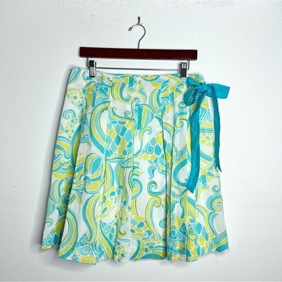 Lilly Pulitzer Green Fish Print Wrap Skirt - Picture 1 of 8
